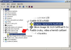 Chyba ve Správci zařízení - Adaptec Serial ATA HostRAID