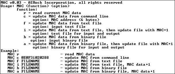 Ukázka programu AsRock MAC v0.03