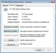 ATI T200 Unified AVStream Driver - vlastnosti ovladače